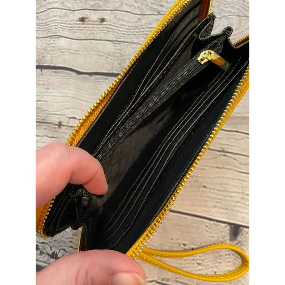 Steve Madden Wristlet/Wallet Like New Mustard Colored Zipper Close